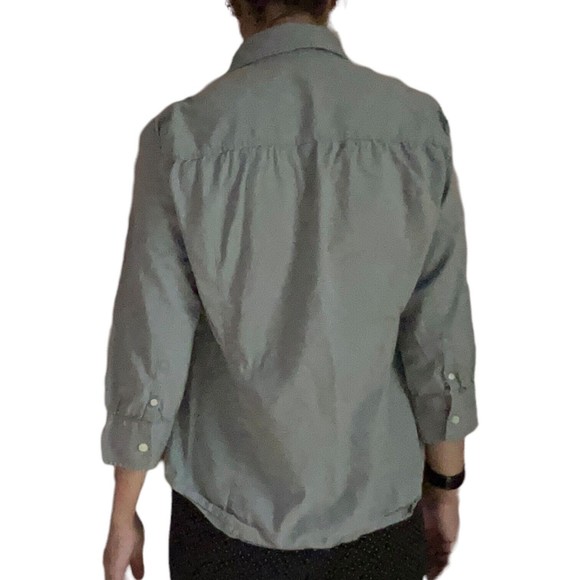 J Crew Womens Medium Solid Gray 3/4 Sleeve Button Up Shirt Textured Collar M - Picture 10 of 12